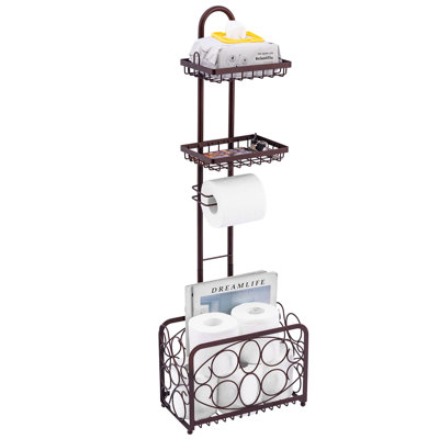 Porte-papier hygiénique avec porte-papier hygiénique et rangement pour papier hygiénique, bronze