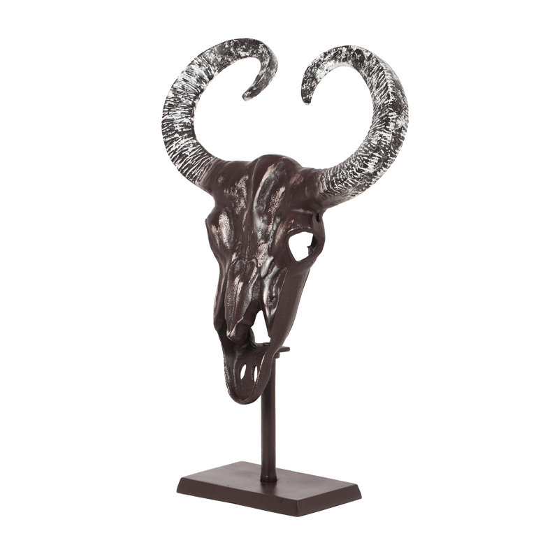 Décor tête de taureau Aluminium fabriqué à la main avec support