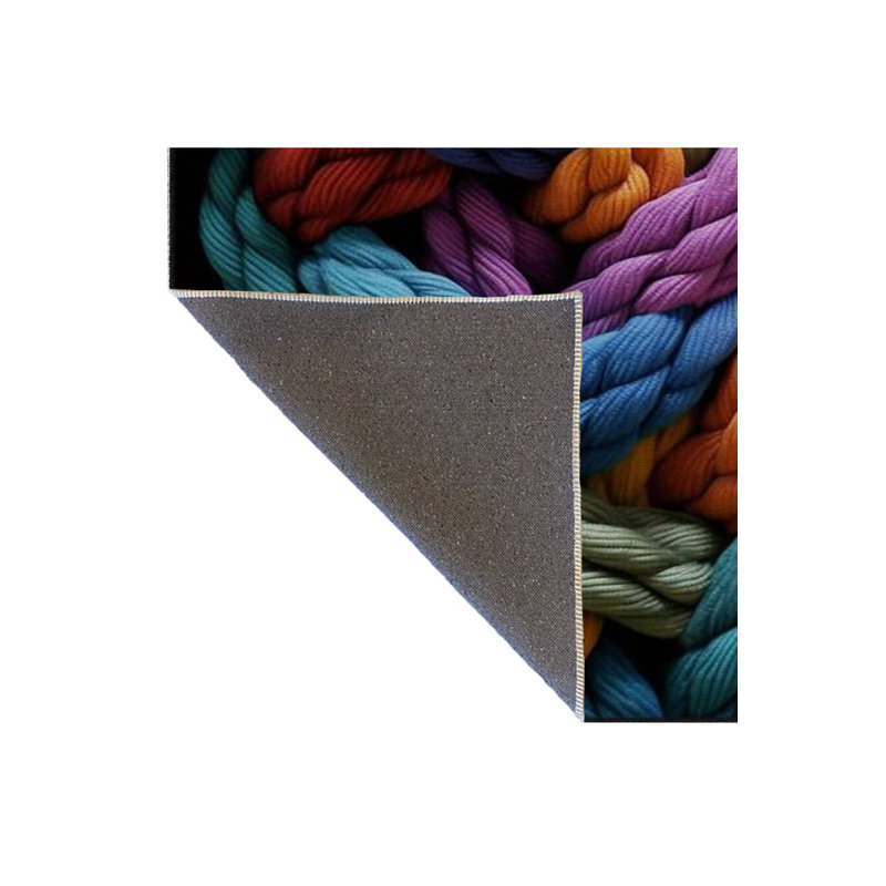 Machine Washable Multicolor Pattern Woven Base Rug, Round 3'3" Rug Pad Included