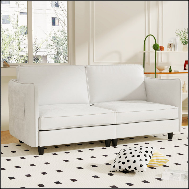 74.27'' Mid-Century Modern Loveseat Sofa, Comfortable 2-Seater Couch For Small Spaces, Apartment, And Office, Beige