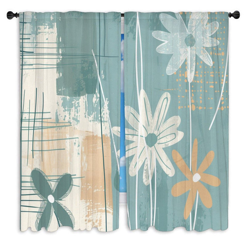 Rideaux de fenêtre à branches olive - Motif rafraîchissant - 2 panneaux, L 20 po x L 52 po