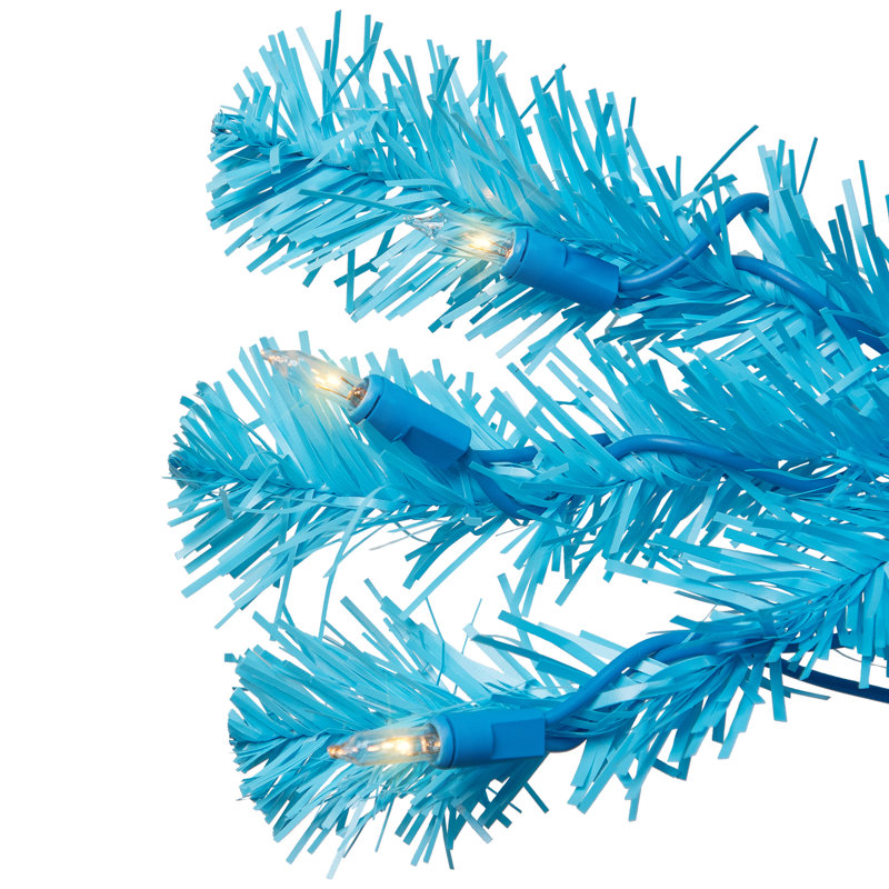 Arbre de Noël artificiel pin moyen pré-éclairé - bleu ciel - lumières claires, 7'