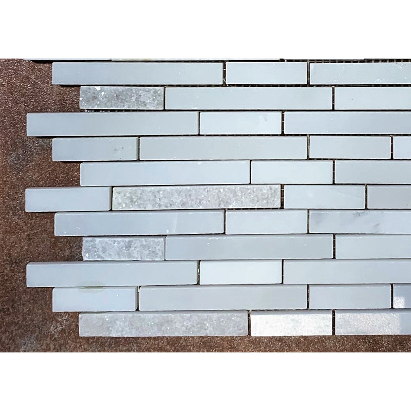 Random Sized Marble Mosaic Tile, White