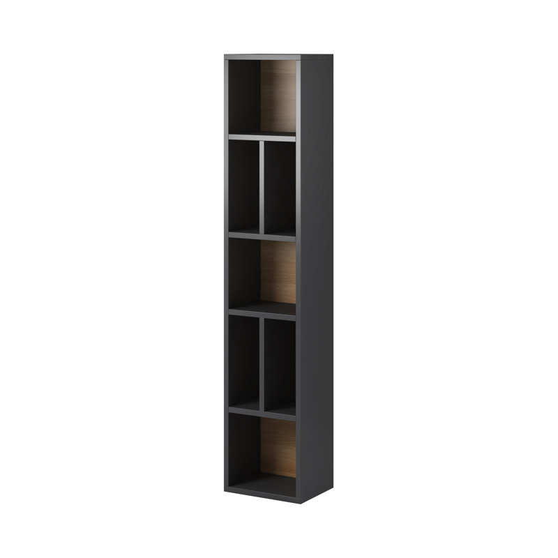 Gervacio Floating Shelf, Anthracite / Anthracite Gloss - Grandson Oak