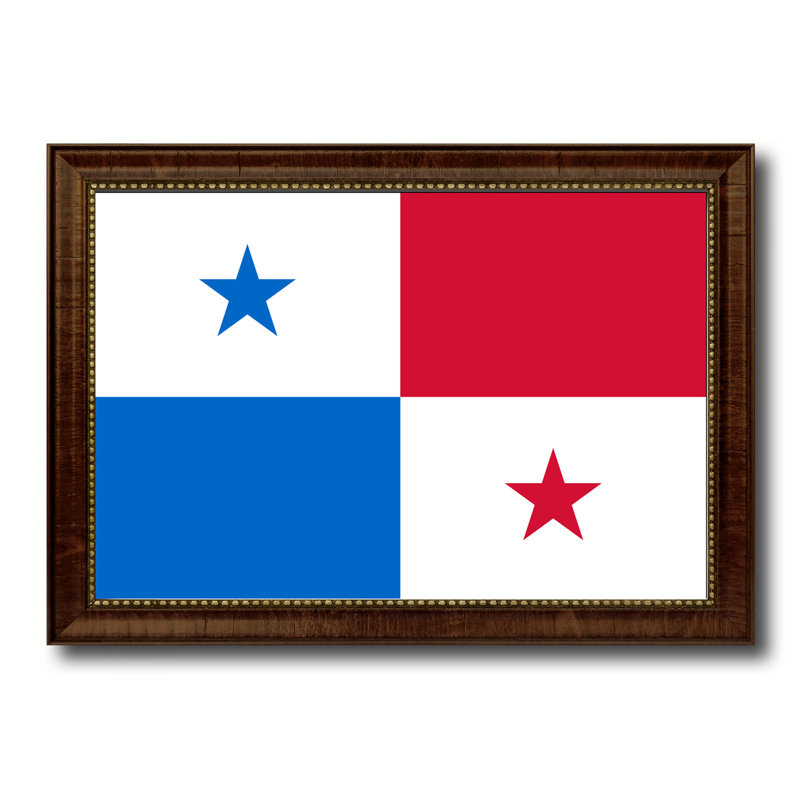 « panama country flag », impression sur toile encadrée, H 27 po x l 39 po x P 1 po, Encadrement brun