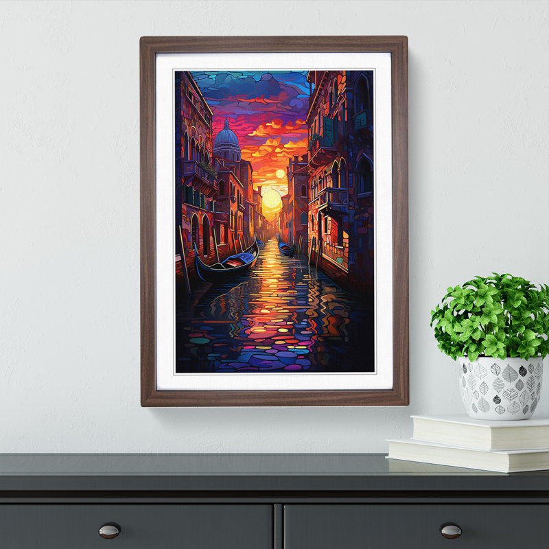 Venice Tachisme Art - Framed Print, 64cm H x 46cm W, Walnut Framed