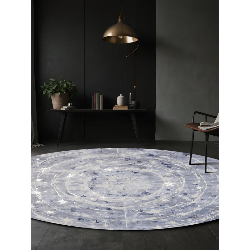 Machine Washable Gray Area Rug, Round 7'