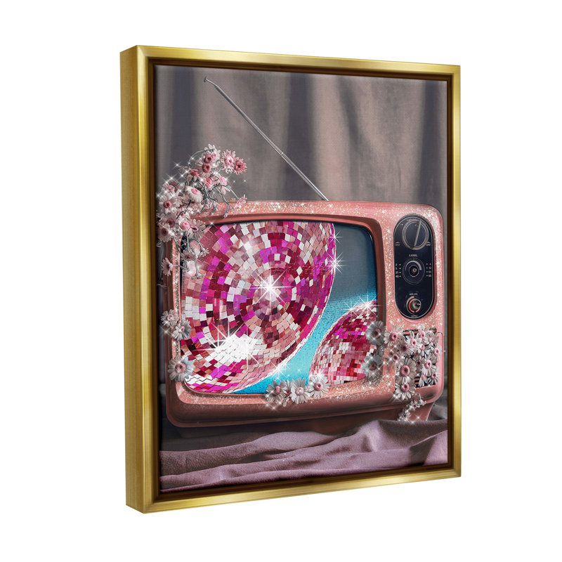 "Disco Vintage TV Floater Frame" par Ziwei Li sur, Or, H 21 po x l 17 po