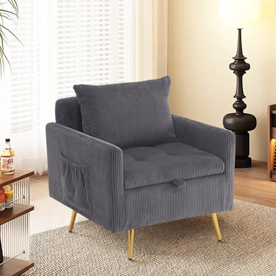 Chaise d'appoint rembourrée avec rangement et poche