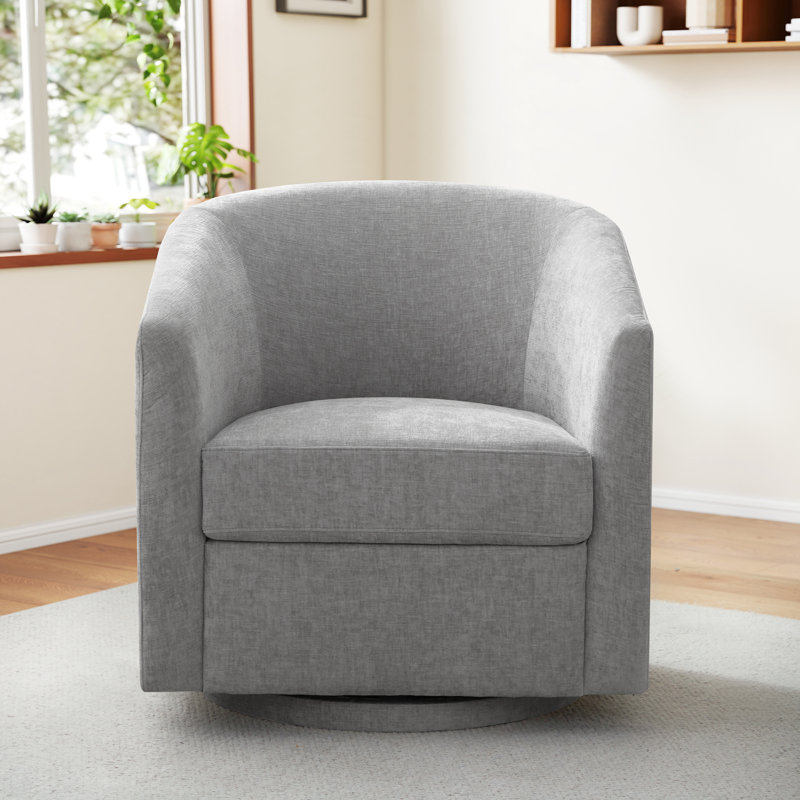 Chenille Upholstered Swivel Accent Chair , Light Gray