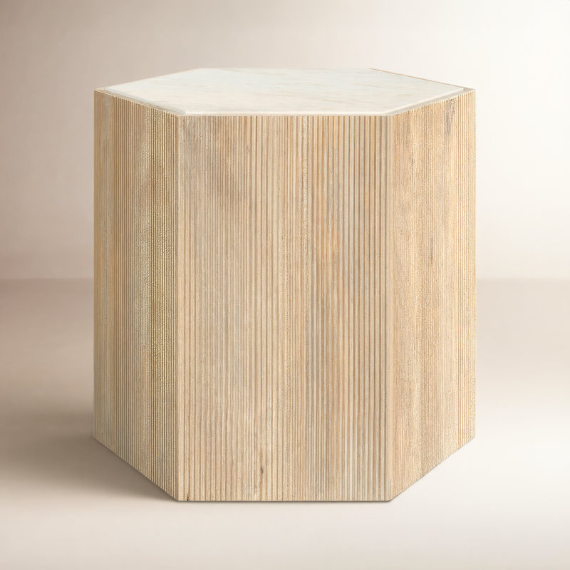 Tiney Marble End Table, 14" H x 20" W x 17" D