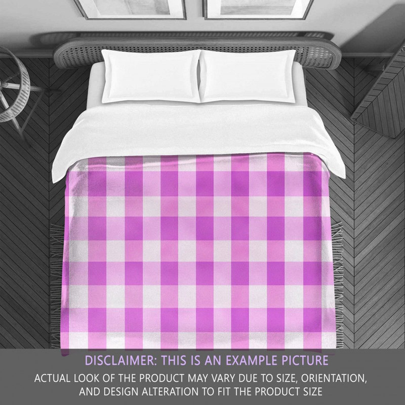 Gingham Comforter, Pink/Purple, King Comforter