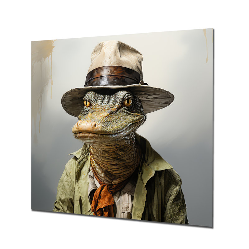«Alligatorin suit I» - Art mural en métal animal crocodile, H 16 po x l 16 po x P 1 po
