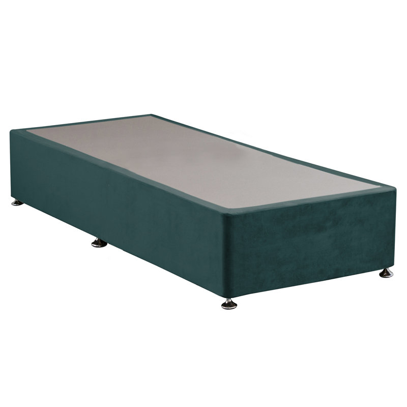 Riviere Divan Bed Base, Non Storage Divan Base, Plush Teal, Single (3')