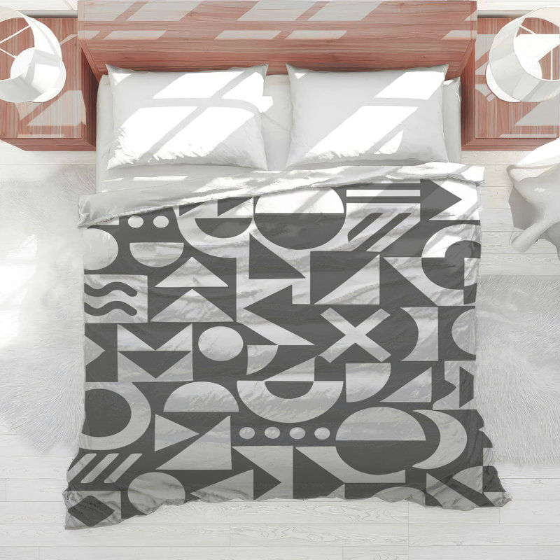 Gray White Geometric Shapes Comforter, Twin Extra Long