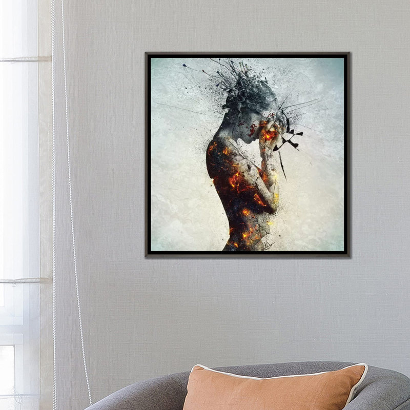 " Deliberation " by Mario Sanchez Nevado, 18" H x 18" W, Floater Framed Canvas, Distressed Black
