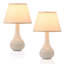 Lampe de table en céramique de 18,11 po de hauteur, corps blanc laiteux avec abat-jour en lin, idéale pour la chambre à coucher, le salon, le chevet et le bureau