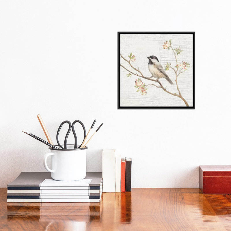 «Vintage Black Cappé Chickadee», reproduction d'art sur toile, H 12 po x l 12 po x P 1,5 po, Pas de tapis