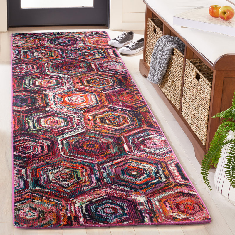 Tapis rose / mauve Chana, Tapis de couloir 2 pi 2 po x 8 pi