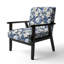 Icy Blue Snowy White Flowers Scenery - Chaise rembourrée de style campagne avec accoudoirs bleu