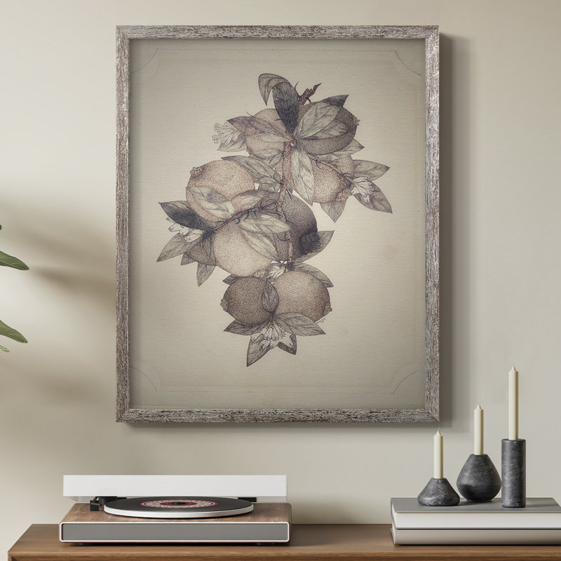Impression florale vintage encadrée CCXIX - bois massif, H 11 po x l 9 po