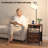 End Table with Floor Lamp, Nightstand with Charging Station, 2-Drawer Side Table with 3-Color Temperature Bulb, Brown