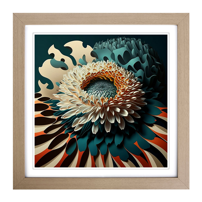 Chrysanthemum Constructivism - Framed Print, Oak