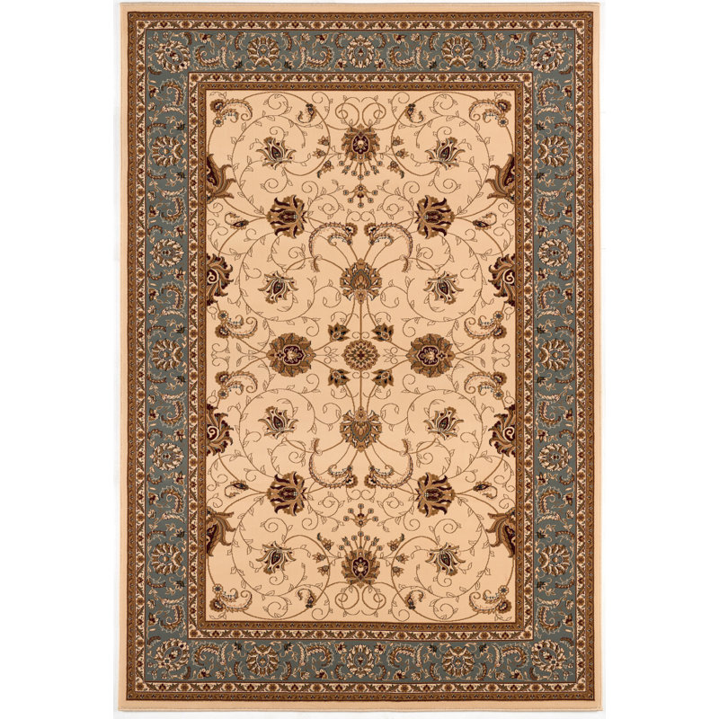 Rug Branch Yasmin 2' x 3' (2'3" x 3') Beige/Blue Persian Medallion Indoor Doormat Rug, Traditional, Low Pile, Stain-Resistant Entry Carpet - Front Door, Mudroom, Hallway and Kitchen