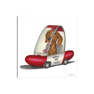 Dachshund Patrol Car by Danny Gordon - Wrapped Canvas Gallery-Wrapped Canvas Giclée