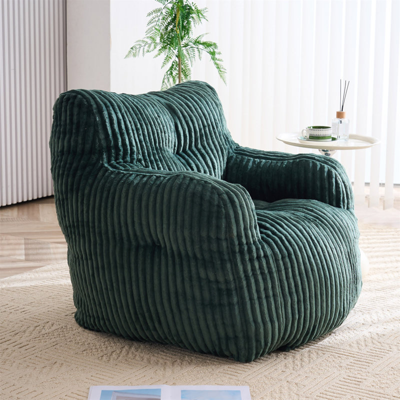 Fauteuil à billes 010-Soft Fluffy Velours côtelé, Green