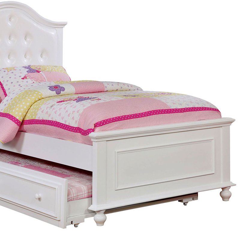 Lit plateforme double tapissier Kovacev, Blanc, Double