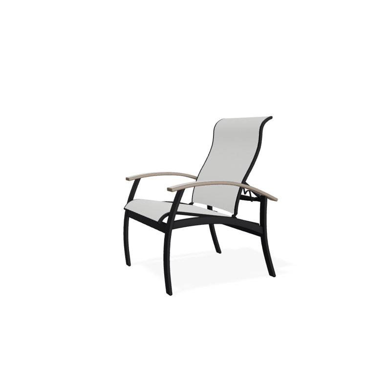 Chaise de patio Askar, Désert, Blanc 6D Sunbrella®, Noir texturé