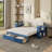 Full Size Daybed With Removable Desk, Storage Drawers & Hydraulic Side Table, Blue-927296143-927296136