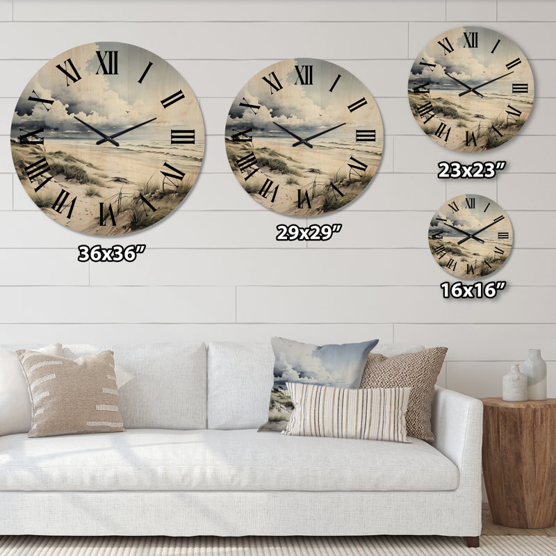 Photo de plage Dune Dreams III - Horloge murale plage en bois, Grand