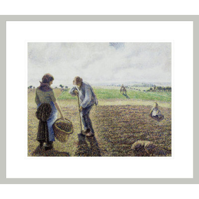 «Peasants in the Fields Eragny» par Camille Pissarro, impression giclée encadrée