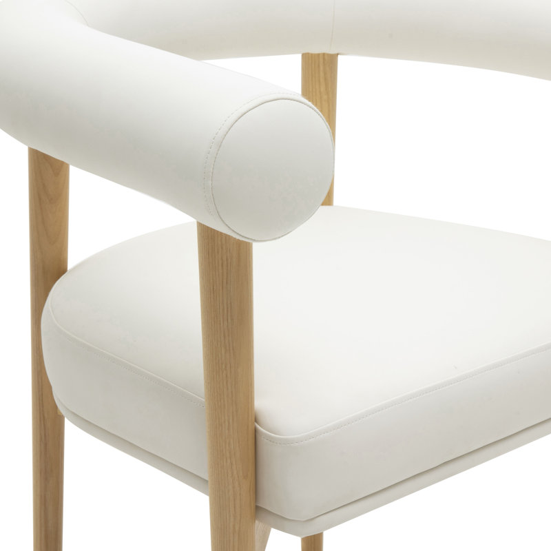 Chaise en cuir Spara, Naturel, Blanc
