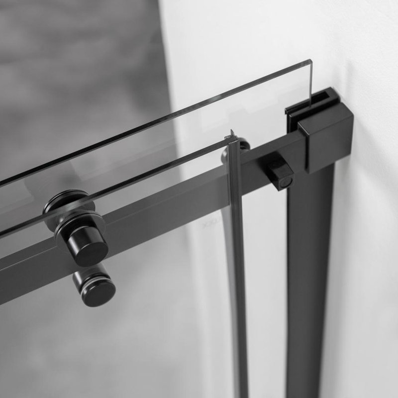 Primo 78" x 48" Frameless Black Glass Shower Door