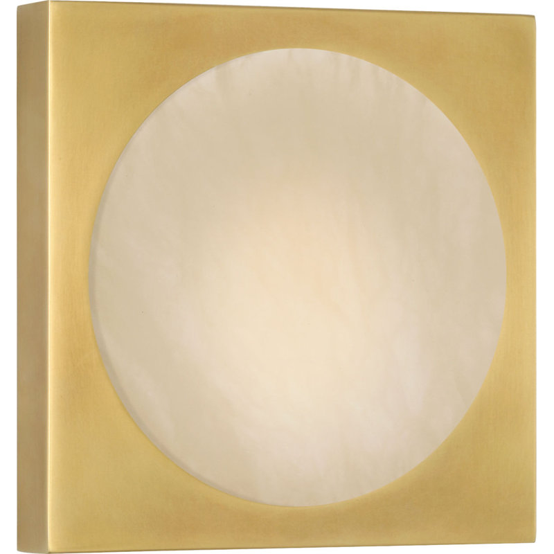 Dichotomy Sconce with Alabaster, 4.5" H x 4.5" W x 0.75" D, Antique-Burnished Brass, 1 Lights