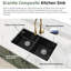 Évier de cuisine double à double cuve 50/50 en granite à double cuve à montage double Davivy 30 po x 18 po-131209618