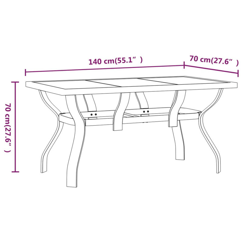 Igor Rectangular Glass Outdoor Dining Table - 140 cm W 70 cm D, Brown
