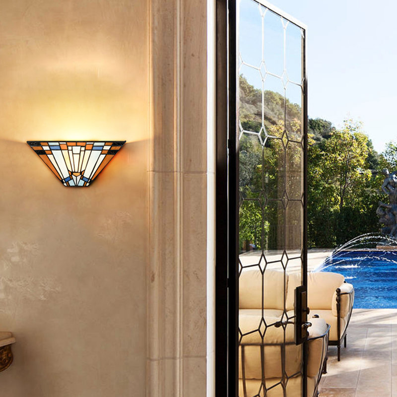 Tiffany Style Wall Sconce With Stained Glass Shade - Thumbnail 3