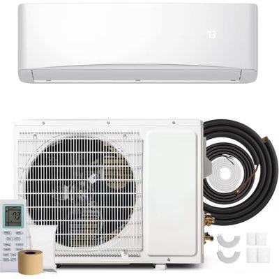 Mini climatiseur à deux blocs de 12 000 BTU 115 V avec chauffage certifié AHRI, pour 750 pieds carrés, ensemble d'installation complet