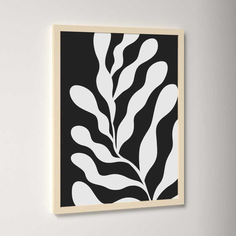 Retro Matisse Inspired Abstract Botanical 3 Black, Black, 25" H x 19" W x 1" D