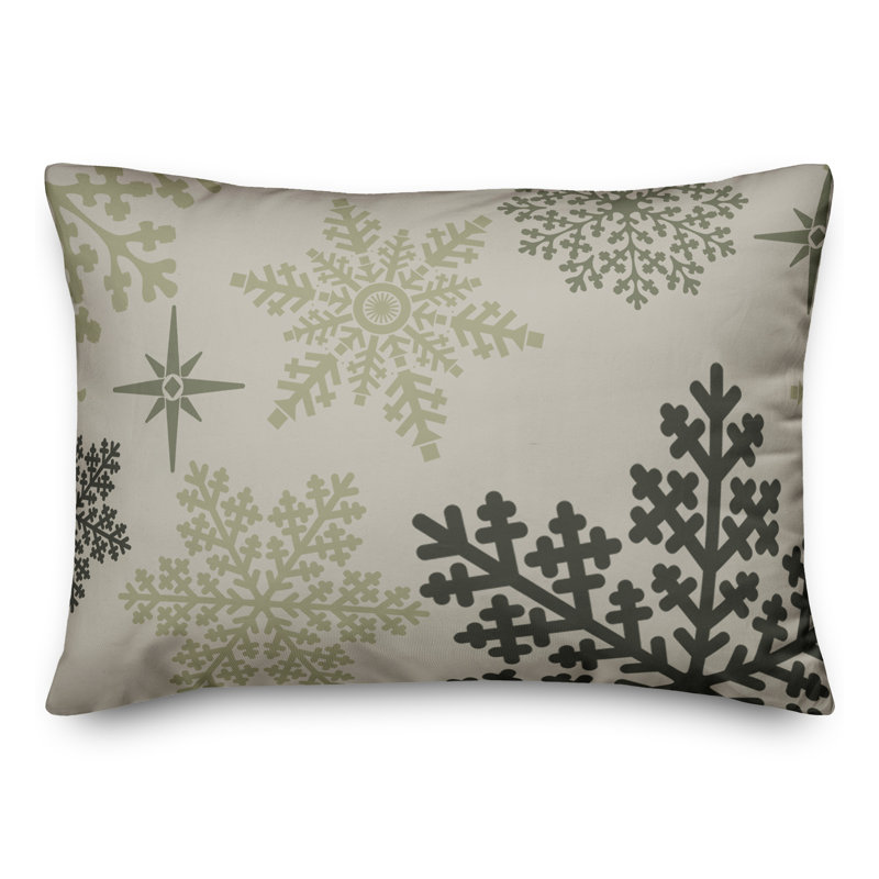  Snowflake Pattern Sage Rectangular Pillow Cover & Insert