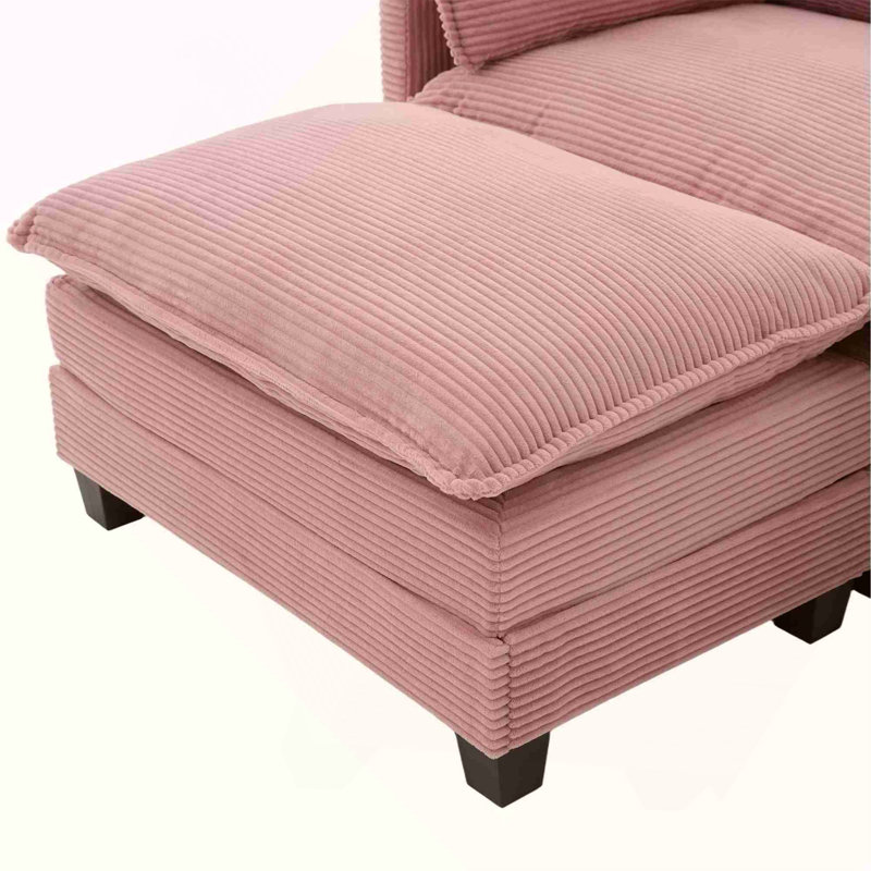Canapé modulaire surdimensionné surdimensionné avec repose-pieds mobile, ensemble de canapés en velours côtelé moderne de 102 pouces à 4 places, canapé convertible en forme de L pour le salon et le bureau