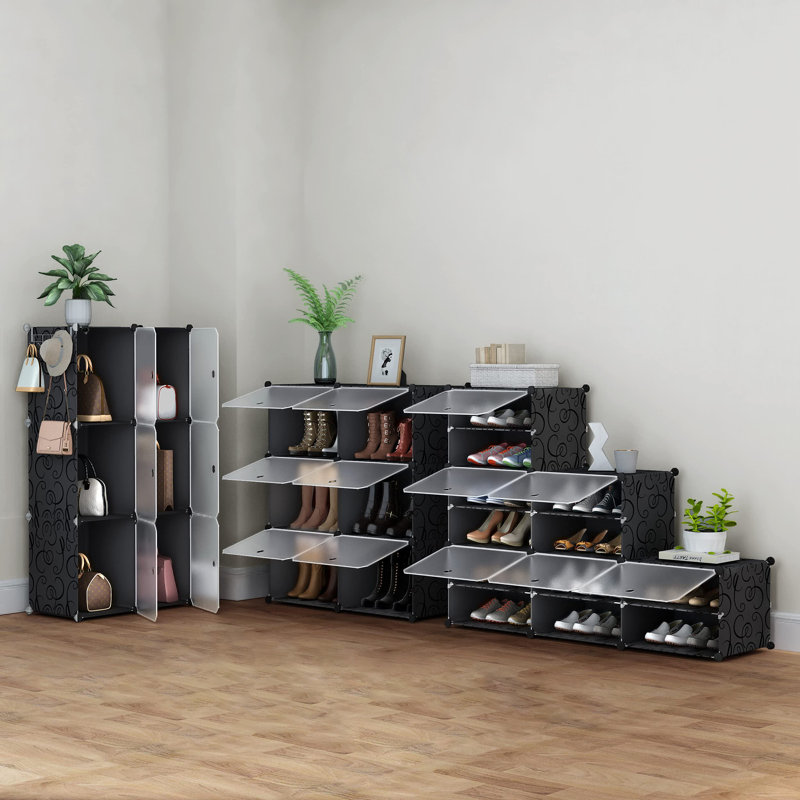24 Pair Shoe Storage Cabinet, Black