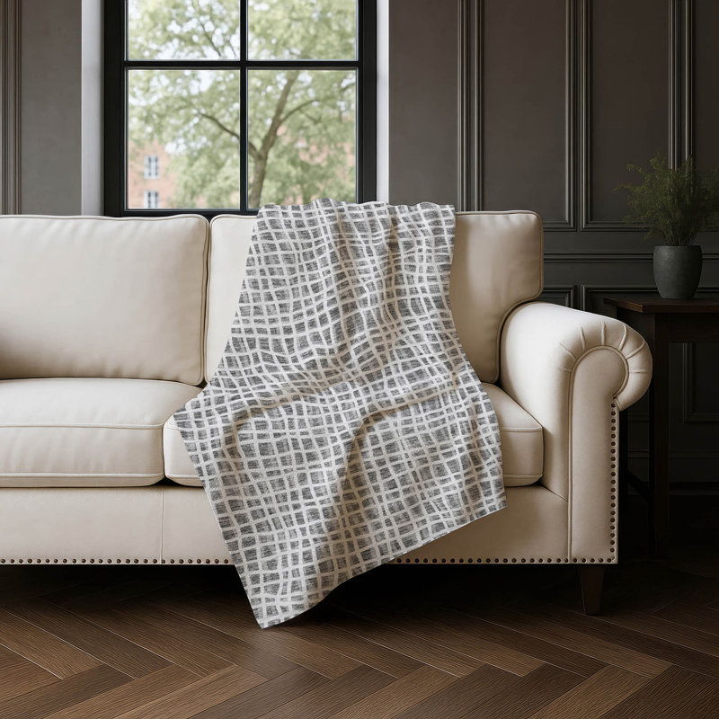 Jeté à rayures Addison Sherpa ASB729, Gris