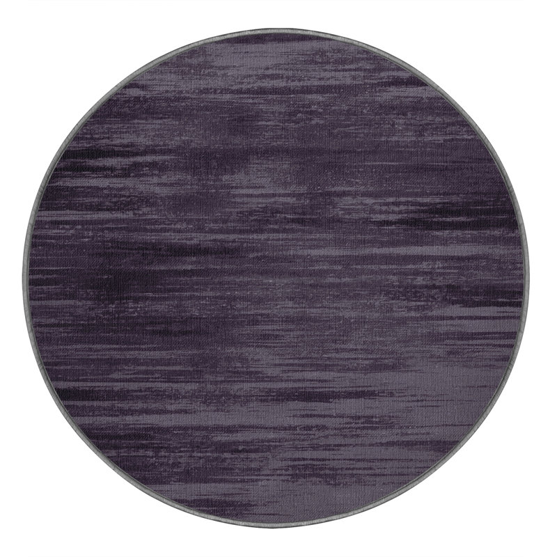 Machine Washable Abstract Purple Area Rug, Round 4'
