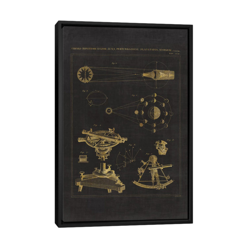 « astronomie chart ii », impression sur toile tendue, H 26 po x l 18 po x P 1,5 po, Toile avec cadre noir, Pas de tapis