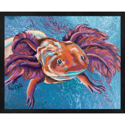 Axolotl - champignon par Dawgpainter - peinture encadrée